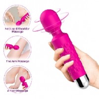 Wand Massager, 28 Functions, Rechargeable, Silicone, PINK